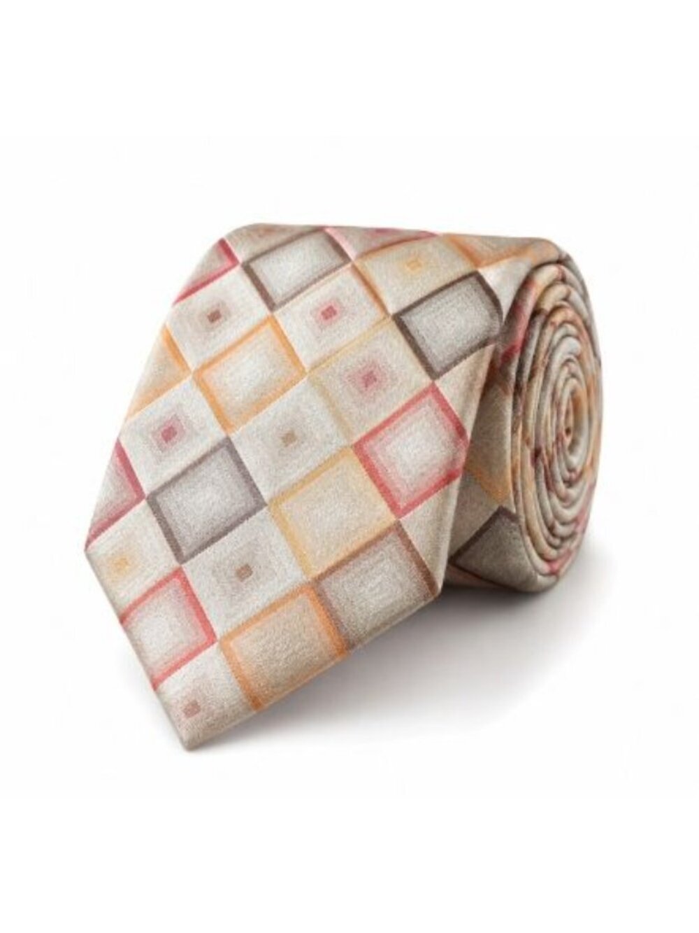John Ashford Men’s Geometric Diamond Necktie Stain Resistant Multicolor Silk
